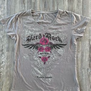 HARD ROCK CAFE Cayman Islands v neck t shirt- size small